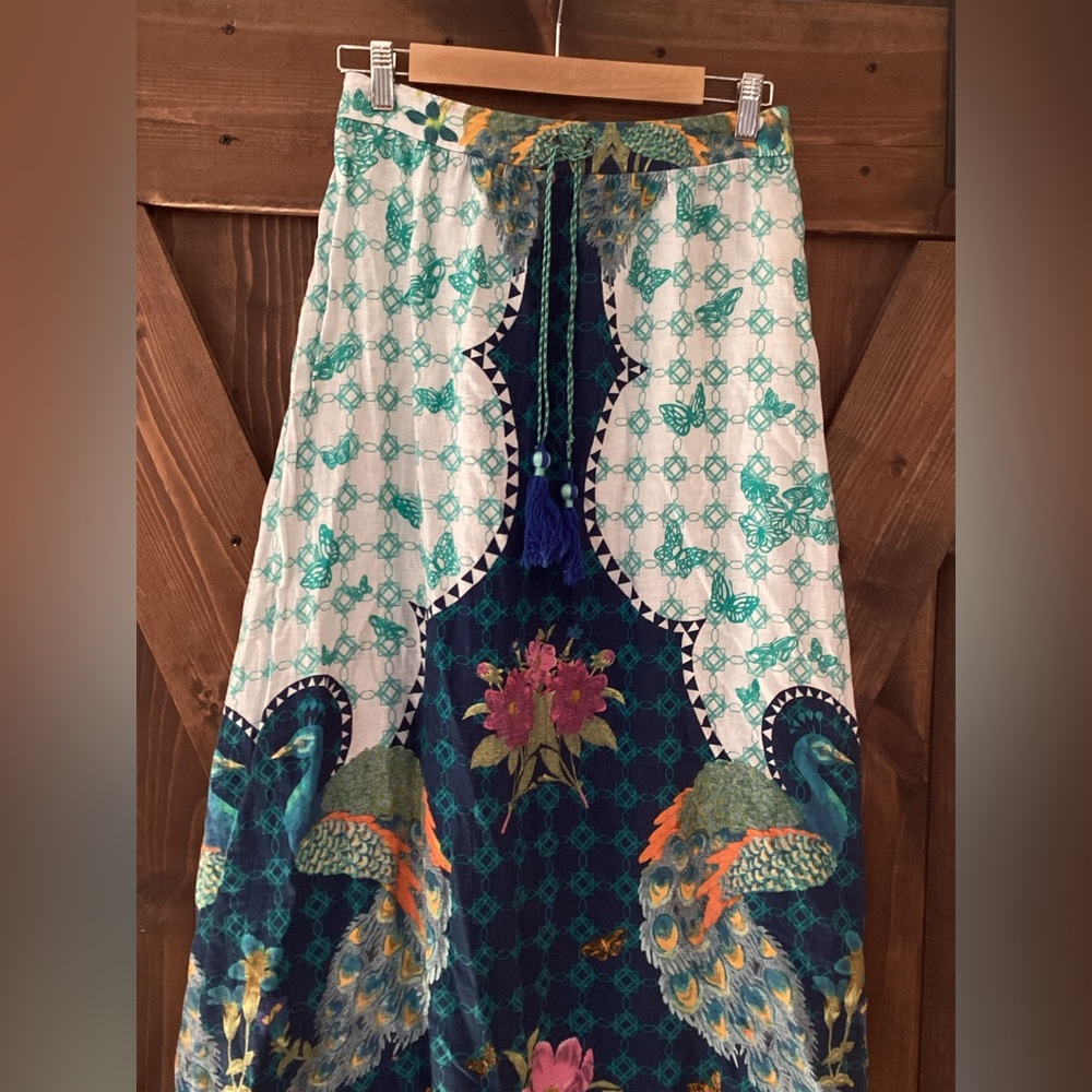 FARM Rio Blue Green Maxi A-Line Skirt Size P - Picture 3 of 6